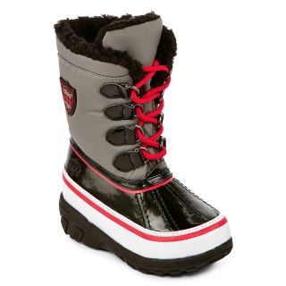 Totes Joey Toddler Boys Faux Fur Lined Boots, Red/Grey, Red/Grey, Boys