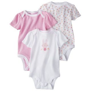 Circo Newborn Girls 3 Pack Short sleeve Bunny Bodysuit   Pink 0 3 M