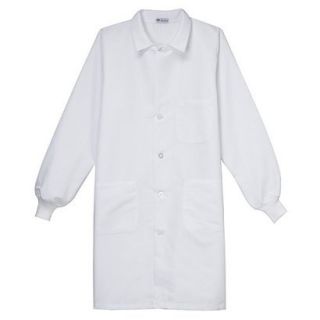 Medline Unisex Staff Length Lab Coat with Knit Cuff Sleeves   White (MD)