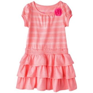 Cherokee Infant Toddler Girls Knit Stripe Dress   Melon 4T