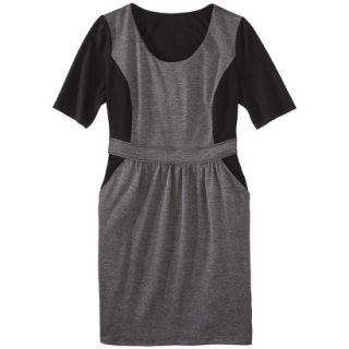 Mossimo Womens Plus Size Elbow Sleeve Ponte Dress   Black/White 3