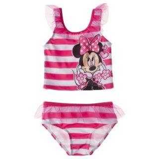Disney Minnie Mouse Infant Toddler Girls 2 Piece Tankini Swimsuit Set   Pink 2T