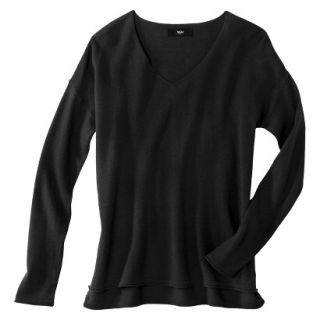 Mossimo Petites Long Sleeve V Neck Pullover Sweater   Black XLP