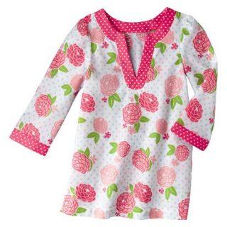 Circo Infant Toddler Girls Long Sleeve Floral Cover Up   White/Coral 9 M
