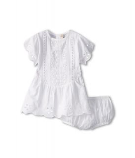 Stella McCartney Kids Gogo Baby S/S Eyelit Dress With Bloomers Girls Sets (White)