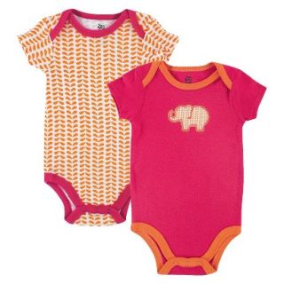 Yoga Sprout Newborn Girls 2 Pack Bodysuit Set   Pink/Orange 3 6 M