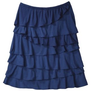 Merona Womens Knit Ruffle Skirt   Waterloo Blue   S