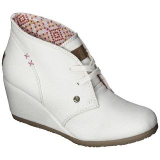 Womens Mad Love Lenora Ankle Wedge Booties   Ivory 11