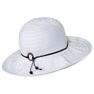 Merona Floppy Hat with Brown Tie   White