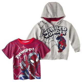 Spider Man Infant Toddler Boys Tee Shirt and Hoodie Set   Gray 2T