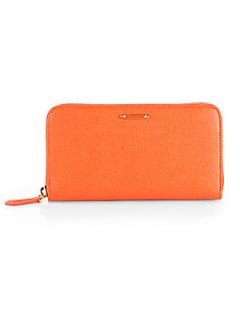 Fendi Vitello Elite Zip Around Wallet   Orange