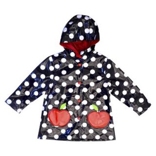 Raindrops Infant Toddler Girls Apple Raincoat   Black 2T