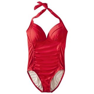 Merona Womens Halter 1 Piece Swimsuit  Red S