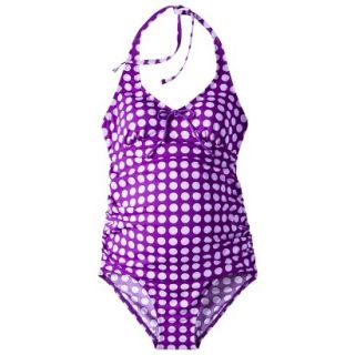 Womens Maternity Halter One Piece Swimsuit   Amethyst/White S