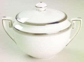 Royal Worcester Viceroy Platinum Sugar Bowl & Lid, Fine China Dinnerware   White