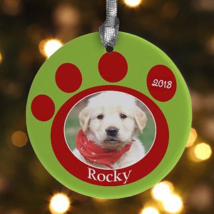 Personalized Photo Christmas Ornaments   Pet Memorial Pawprint