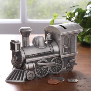 Personalized Pewter Train Bank   Free Engraving