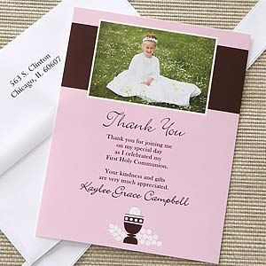 Bless This Child Girls Custom Photo Communion Thank You Cards