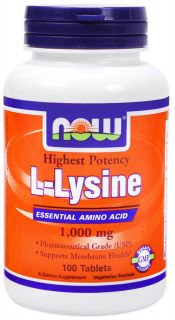 NOW Foods   L Lysine 1000 mg.   100 Tablets