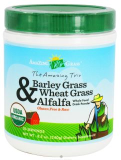 Amazing Grass   The Amazing Trio Barley, Wheat Grass & Alfalfa Whole Food Drink Powder 30 Servings   8.5 oz.