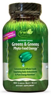 Irwin Naturals   Nutrient Dense Greens & Greens Phyto Food Energy   60 Softgels