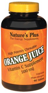 Natures Plus   Orange Juice Chewable Vitamin C 500 mg.   90 Chewable Tablets