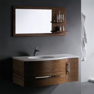 Vigo 44 inch Single Bathroom Vanity with Mirror and Shelves   Black Walnut
