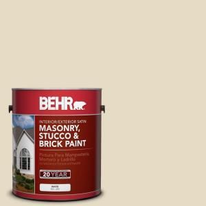 BEHR Premium 1 gal. #MS 40 Navajo White Satin Interior/Exterior Masonry, Stucco and Brick Paint 28001