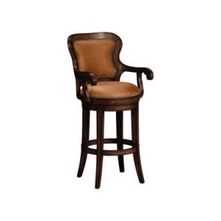 Home Decorators Collection Briarwood Dark Brown with Brown Microfiber Fabric Rounded Back Swivel Bar Stool DISCONTINUED 6624810830