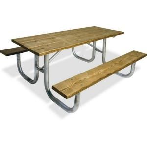Ultra Play 8 ft. Pressure Treated Wood Commercial Park Extra Heavy Duty Portable Table G238 PT8
