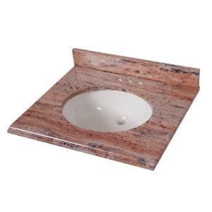 St. Paul 25 in. x 22 in. Stone Effects Vanity Top in Bordeaux with White Basin SEO2522COM BO
