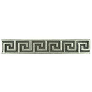 Merola Tile Contempo Greek Key Pewter Liner 6 in. x 1 in. Metallic Wall Trim Tile WGM6GKPW