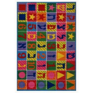 LA Rug Inc. Supreme Hebrew Numbers & Letters Multi Colored 5 ft. 3 in. x 7 ft. 6 in. Area Rug TSC 500 5376
