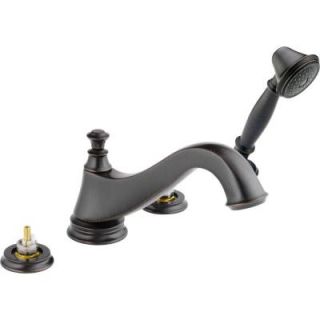 Delta Cassidy 2 Handle Deck Mount Roman Tub Faucet with Handshower Trim Only in Venetian Bronze (Valve/Handles not included) T4795 RBLHP