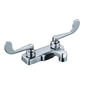 KOHLER Triton 4 in. 2 Handle Low Arc Bathroom Faucet in Polished Chrome Less Drain K 7404 5A CP