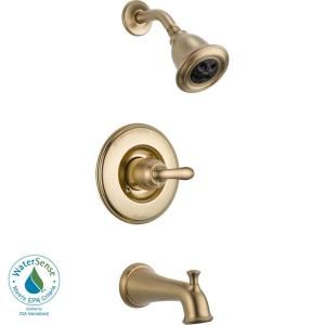 Delta Linden 1 Handle 1 Spray Tub and Shower Faucet in Champagne Bronze featuring H2Okinetic (Valve not included) T14494 CZH2O