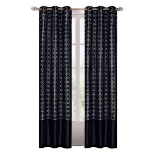 Lavish Home 84 in. Diamond Polyester Grommet Curtain Panel (Set of 2) 63 10001 P Dia