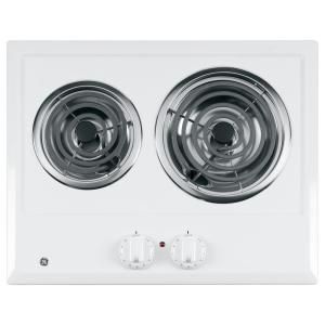 GE 21 in. Coil Electric Cooktop in White with 2 Elements JP202DWW