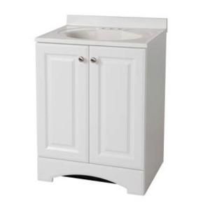 Glacier Bay 24 1/2 in. Vanity in White with AB Engineered Composite Vanity Top in White GB24P2COM WH