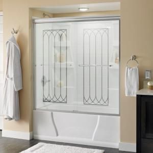 Delta Simplicity 59 3/8 in. x 56 1/2 in. Sliding Bypass Tub Door in Polished Chrome with Frameless Mila Glass 158999