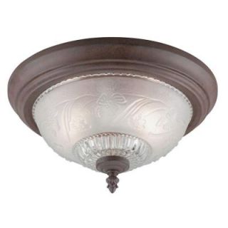 Westinghouse 2 Light Ceiling Fixture Sienna Interior Flush Mount with Embossed Floral and Leaf Design Glass 6431600