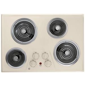 GE 30 in. Coil Electric Cooktop in Bisque with 4 Elements JP328CKCC