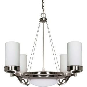 Glomar Polaris 6 Light Brushed Nickel Chandelier with Satin Frosted Glass Shades HD 607