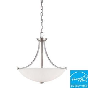 Illumine Bentley 3 Light Brushed Nickel Pendant with Frosted Glass Shade HD 5016