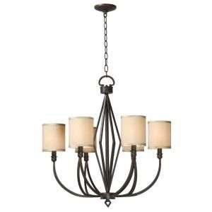 World Imports Decatur Rust Finish 6 Lights Iron Chandelier with Shades WI350642