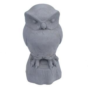 Cast Stone Owl Garden Statue Antique Gray GNOWL AG