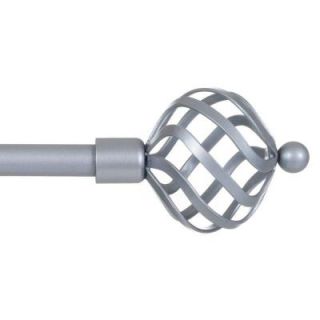 Lavish Home 48 in.   86 in. Silver 3/4 in. Twisted Sphere Curtain Rod 63 19131 SI