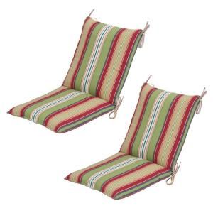 Hampton Bay Lancaster Stripe Mid Back Outdoor Chair Cushion (2 Pack) 7410 02001200