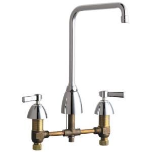 Chicago Faucets 2 Handle Kitchen Faucet in Chrome with 8 in. Rigid/Swing High Arch Spout 201 AHA8ABCP