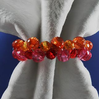 Acrylic Floral Wedding Napkin Ring Set Of 12 , Dia 4.5cm